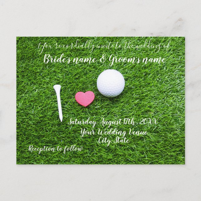 Postale Carte Faire-part de mariage golf avec amour sur ve (Devant)