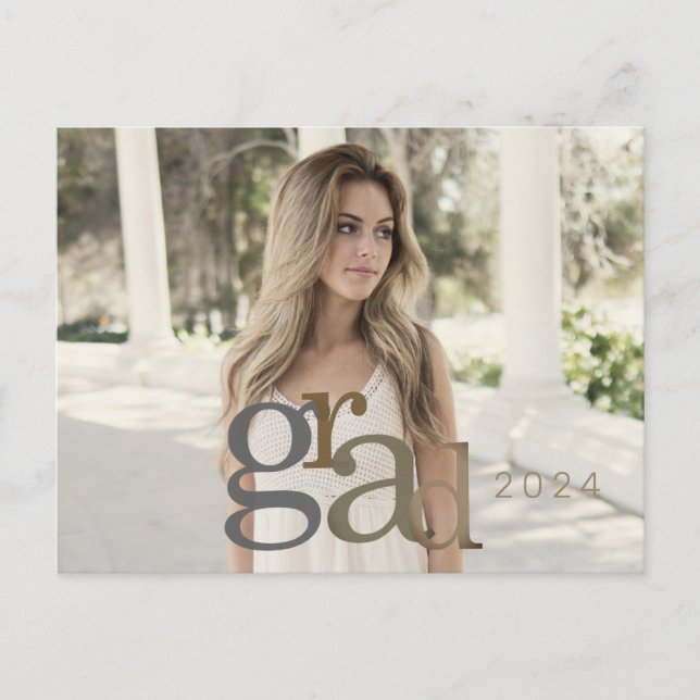 Postale Carte Faire-part Neutral II 2024 Grad Photo (Devant)