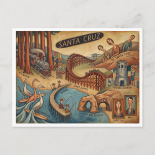 Postale Carte fantaisiste de Santa Cruz Californie UCSC Bo