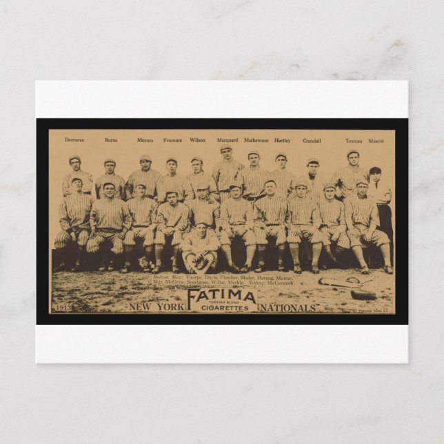 Postale Carte Fatima Tabac 1913 New York Giants Imprimer (Devant)
