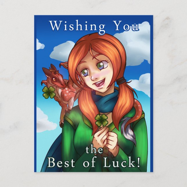 Postale Carte fille chanceuse (Devant)