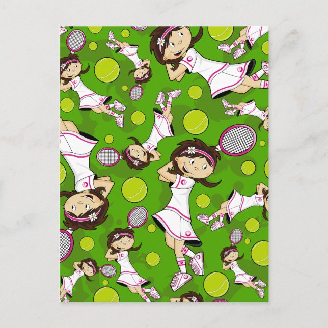 Postale Carte fille de tennis mignonne (Devant)