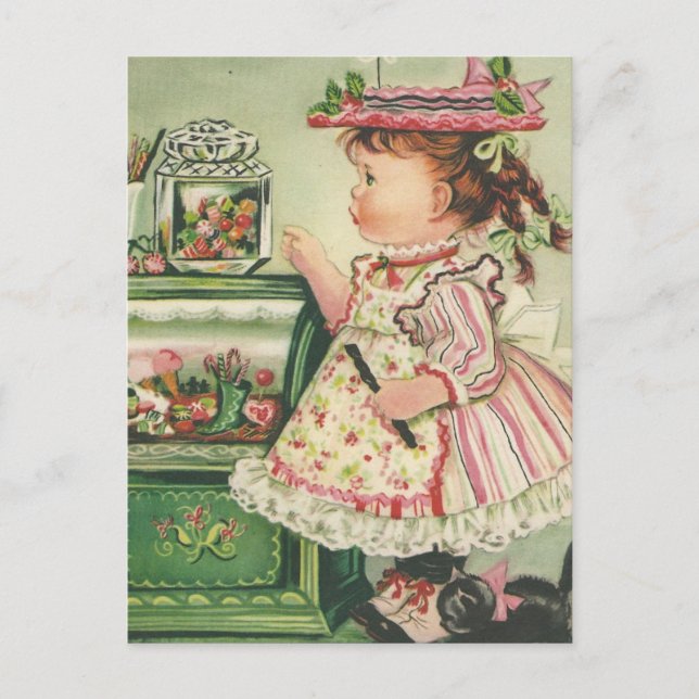 Postale Carte fille vintage Candy Shop (Devant)