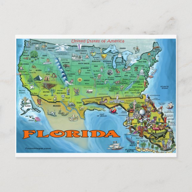 Postale Carte Florida USA (Devant)