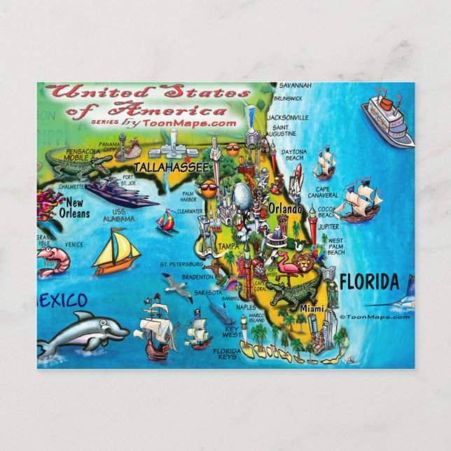 Postale Carte Florida USA (Devant)