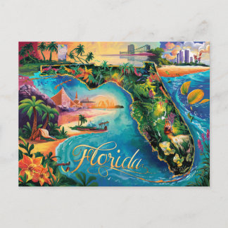 Postale Carte Floride Vibrant Art