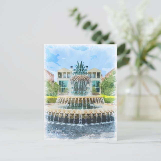 Postale Carte Fontaine Charleston SC Pineappon (Debout devant)