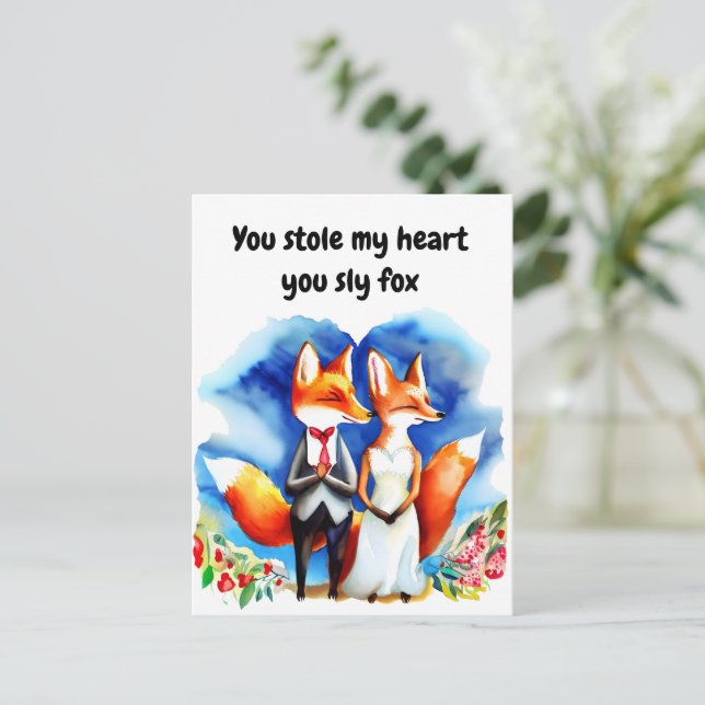 Postale Carte Fox Valentine's Day (Debout devant)