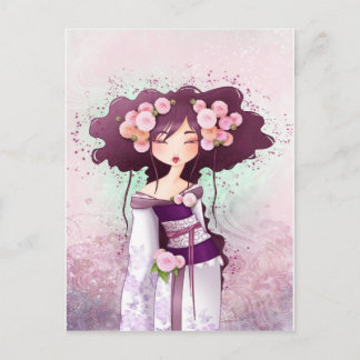 Postale Carte geisha dahlia