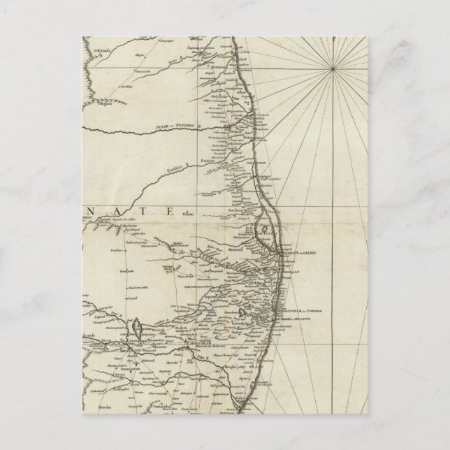 Postale Carte géographique de l'Inde (Devant)