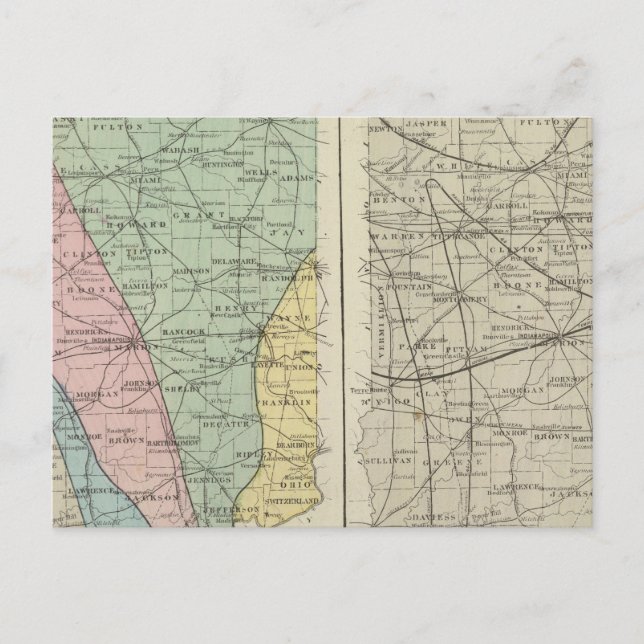 Postale Carte géologique de l'Indiana (Devant)
