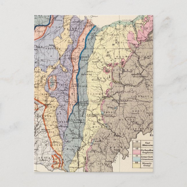 Postale Carte géologique de l'Ohio (Devant)