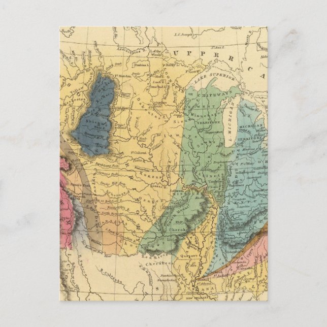 Postale Carte géologique des États-Unis (Devant)
