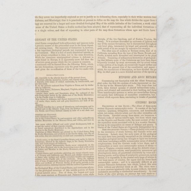 Postale Carte géologique des États-Unis 2 (Devant)