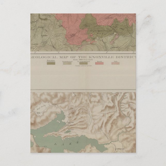 Postale Carte géologique du district de Knoxville (Devant)