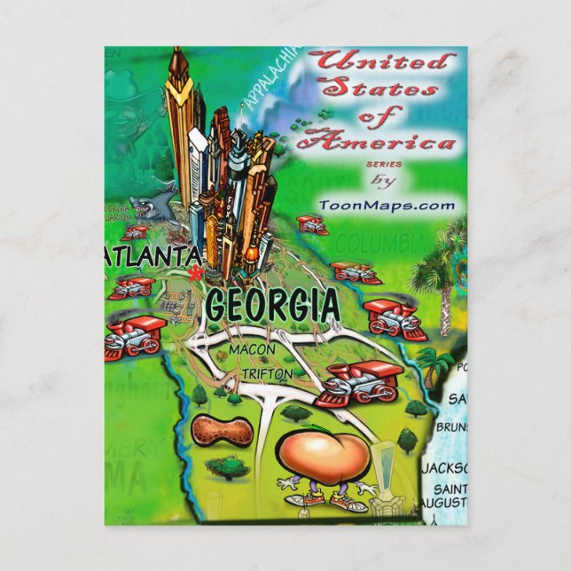 Postale Carte Georgia USA (Devant)