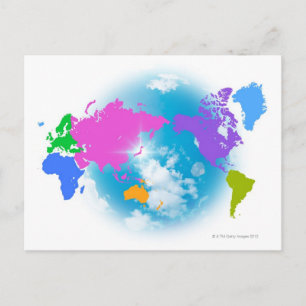 Postale Carte globale colorée