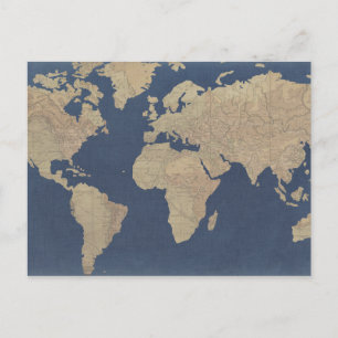 Postale Carte Gold et Blue World