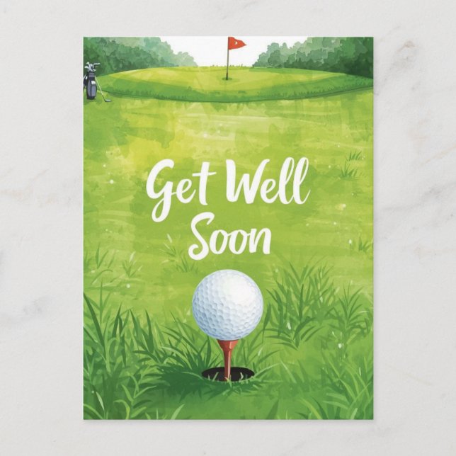 Postale Carte Golf Get Well Soon - Watercolor Golf Course (Devant)