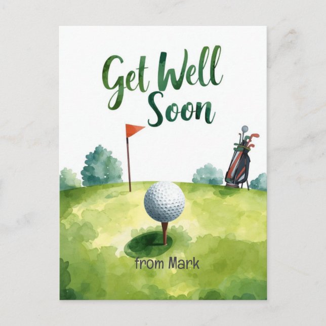 Postale Carte Golf Get Well Soon - Watercolor Golf Course (Devant)