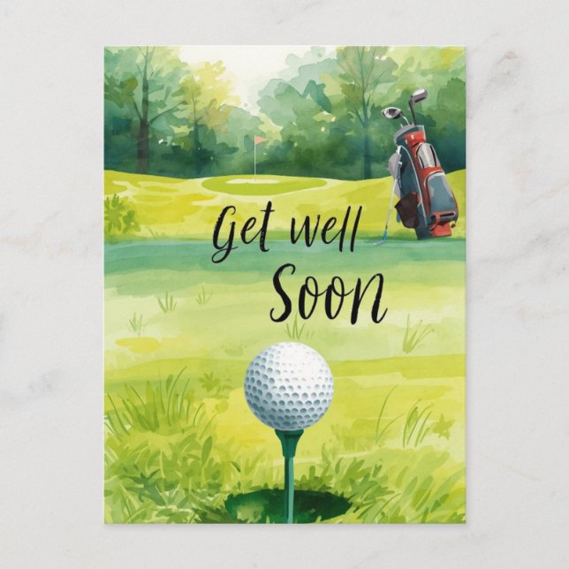 Postale Carte Golf Get Well Soon - Watercolor Golf Course (Devant)