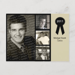 Postale Carte Grad 4 photos personnalisable noir et beige