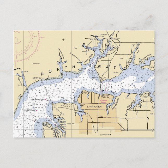 Postale Carte graphique marine de North Bay Lynn Haven, Fl (Devant)