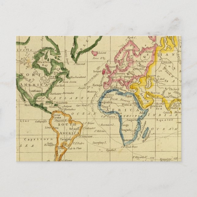 Postale Carte gravée dans le monde (Devant)