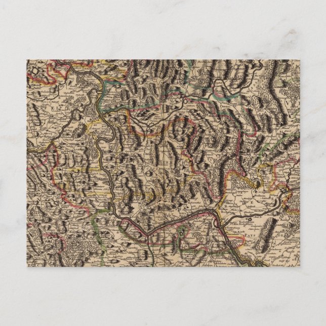 Postale Carte gravée de la vallée du Rhin (Devant)