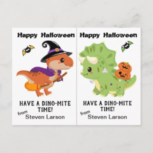 Postale Carte Halloween de fête scolaire Dino-Mite Dinosau