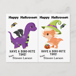 Postale Carte Halloween de fête scolaire Dino-Mite Dinosau