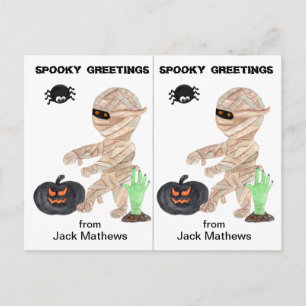 Postale Carte Halloween fête scolaire de momie zombie