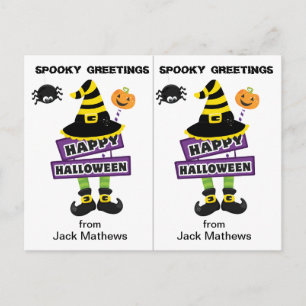 Postale Carte Halloween pour fête scolaire de la Sorcière