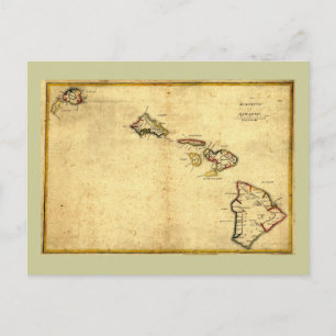 Postale Carte Hawaii 1837 vintage - Îles Hawaii