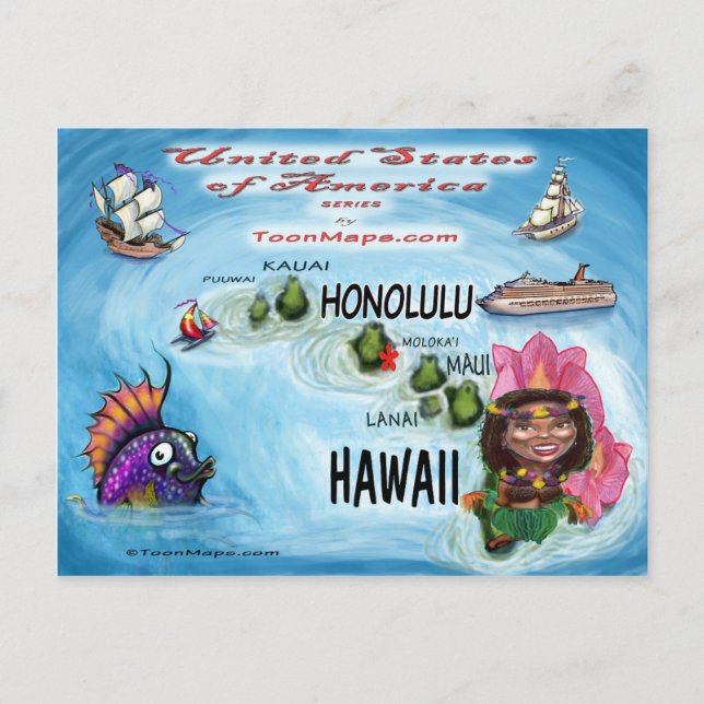 Postale Carte Hawaii USA (Devant)