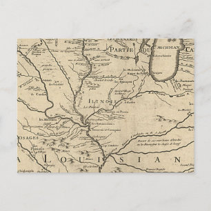 Postale Carte historique de l'Illinois de 1718