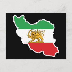 Postale Carte historique de l'Iran avec le drapeau du Lion