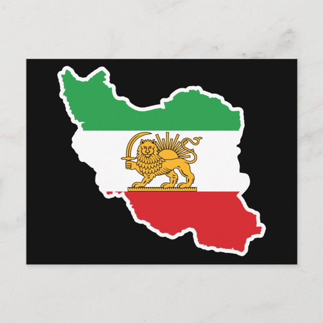 Postale Carte historique de l'Iran avec le drapeau du Lion (Devant)