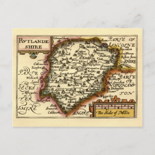 Postale Carte historique du comté de Rutland (Rutlandshire