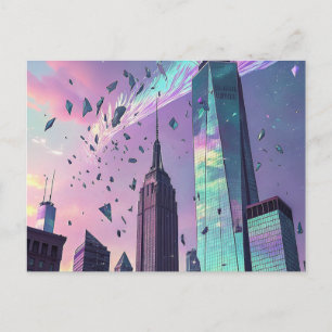 Postale Carte holographique du Nouvel An sur la skyline