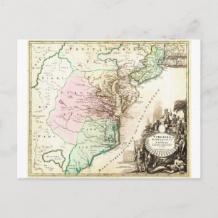Postale Carte Homann 1715 de Carolina Virginia Maryland et