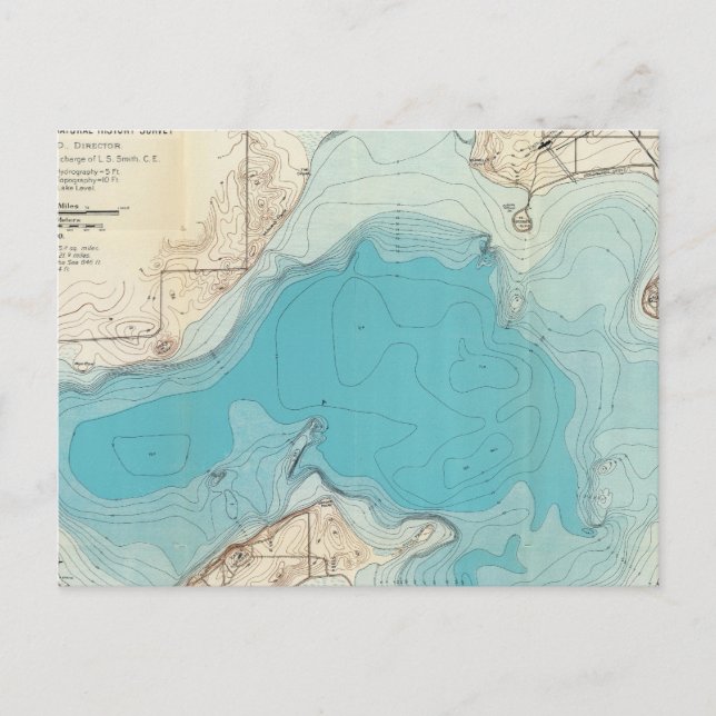 Postale Carte hydrographique Lac Mendota (Devant)