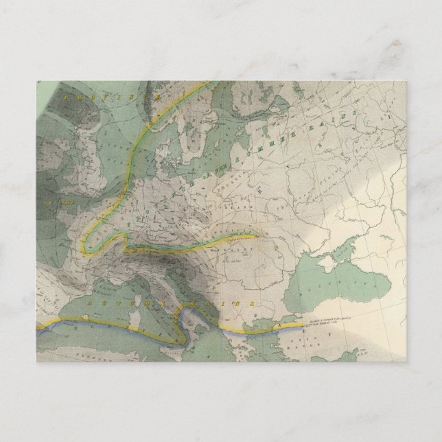 Postale Carte hydrologique Europe (Devant)