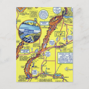 Postale Carte Hystérique du barrage vintage Grand Coulee