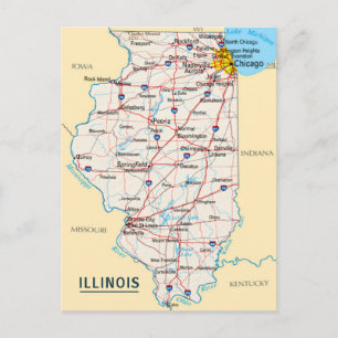Postale Carte Illinois destination voyage pour la maison o