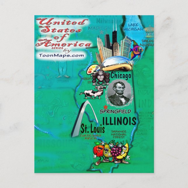 Postale Carte Illinois États-Unis (Devant)