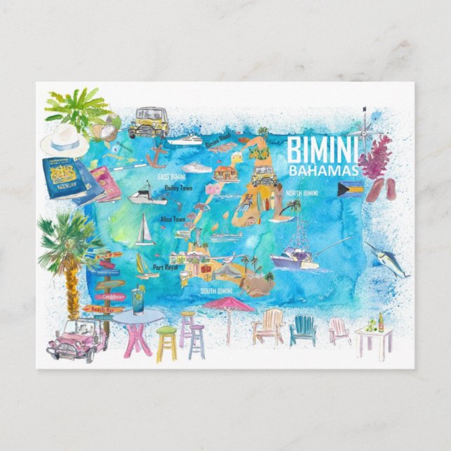 Postale Carte illustrée Bimini Bahamas (Devant)