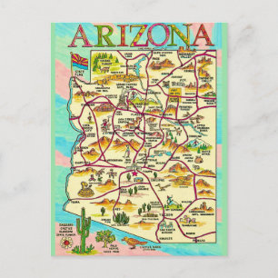Postale Carte illustrée colorée de l'Arizona