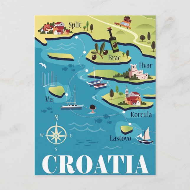 Postale Carte illustrée Croatie (Devant)