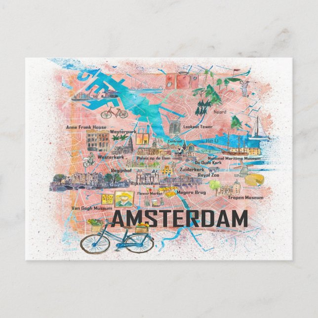 Postale Carte illustrée d'Amsterdam Pays-Bas (Devant)